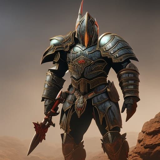 Older male paladin with black shell armor that looks like a ...
