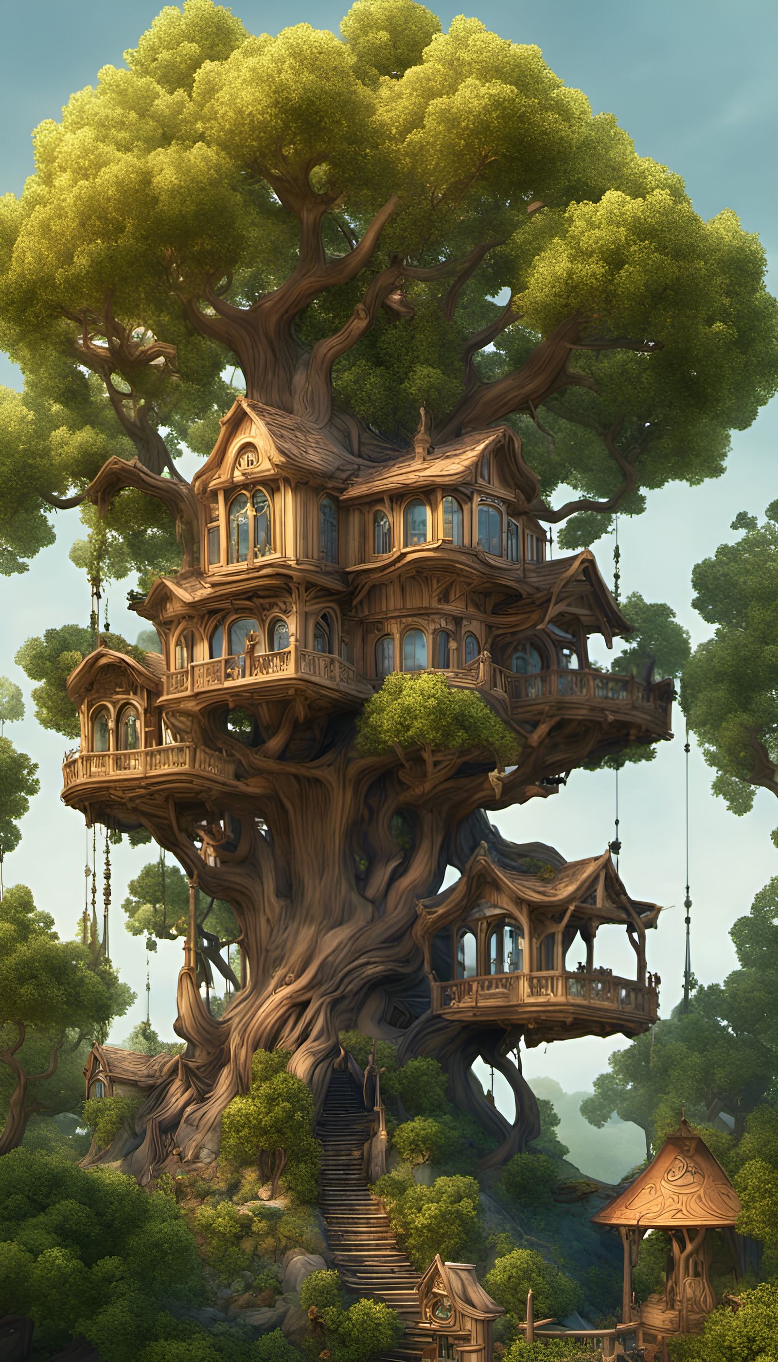 The Grand Treehouse - AI Generated Artwork - NightCafe Creator