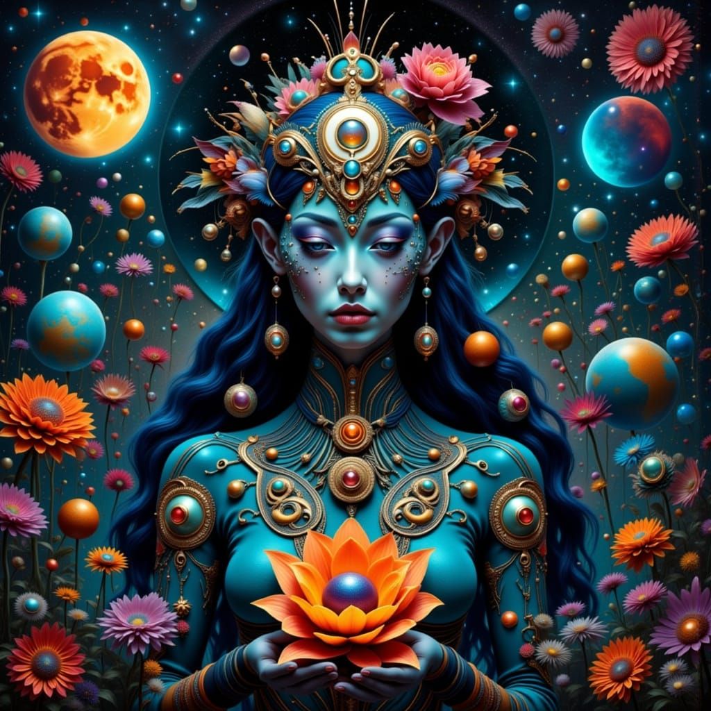 Retro-Futuristic Market with Alien Technology