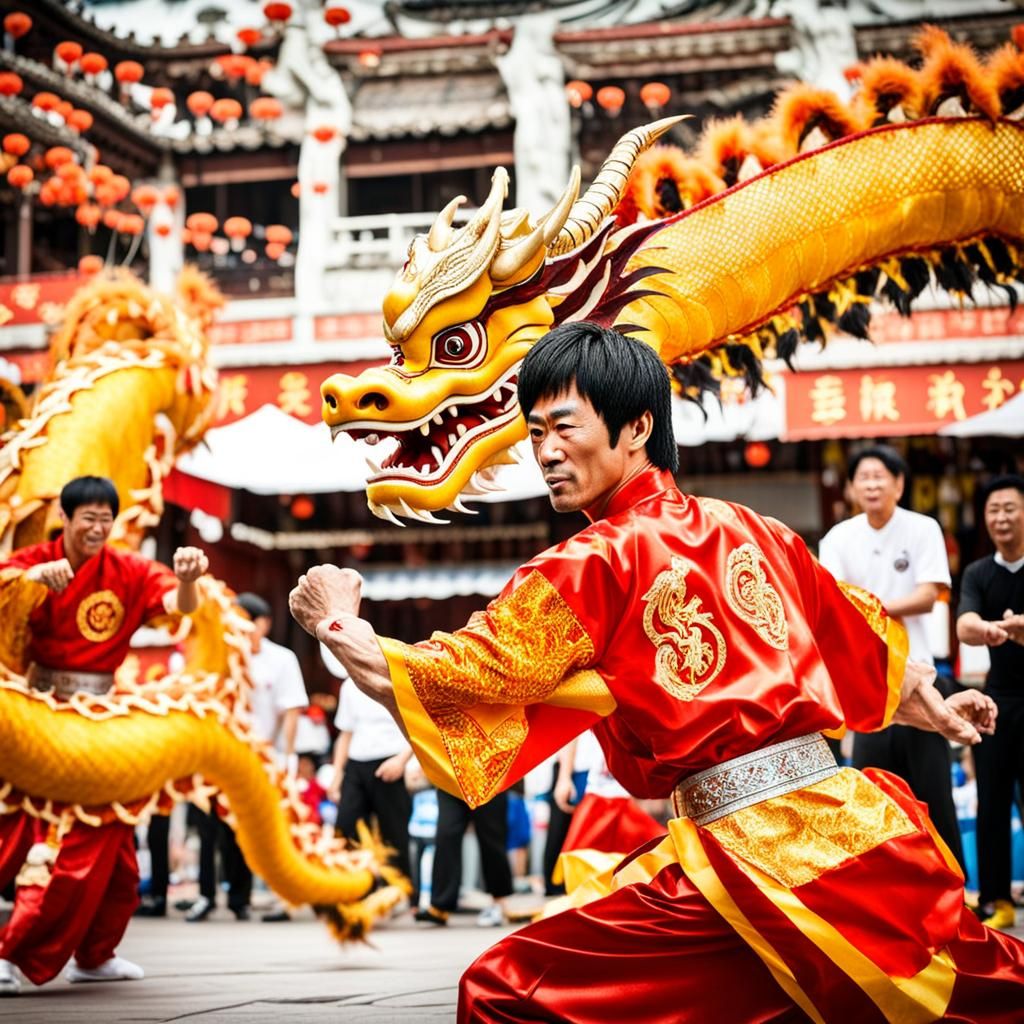 Surreal Dragon Dance Fusion: Kung Fu and Street Art
