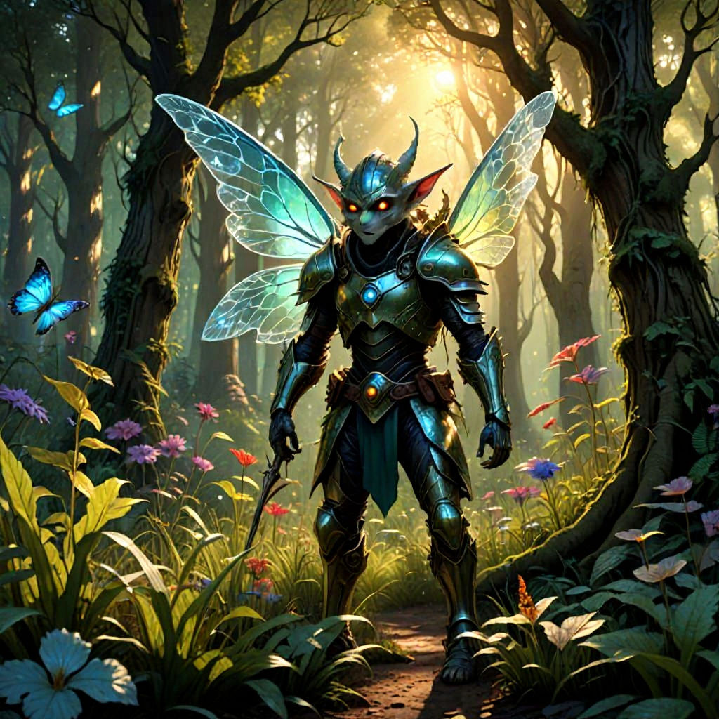 Visiting Space Alien Enthralled by a Butterfly.