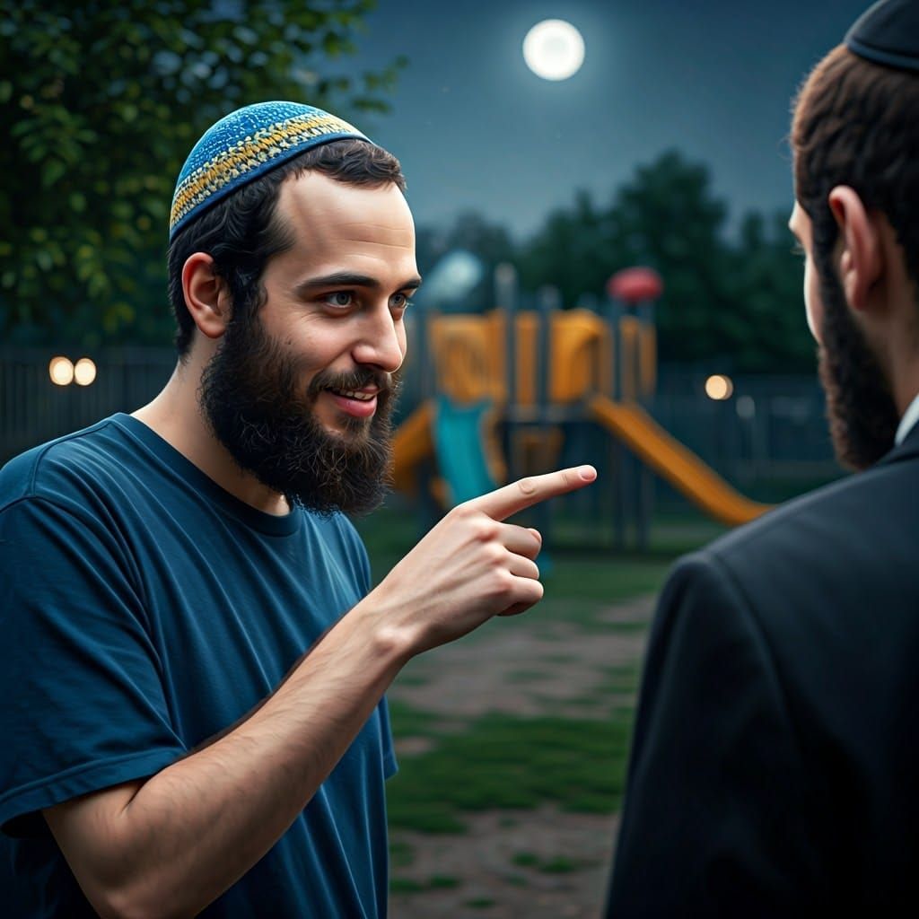 Jewish Men Converse at Night: Artstation Illustration