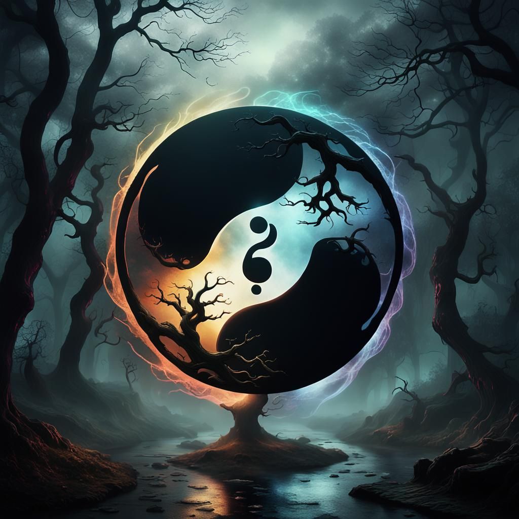 ying yang, gloomy, Art Hoe, Artwork, long shot, Unreal Engin...