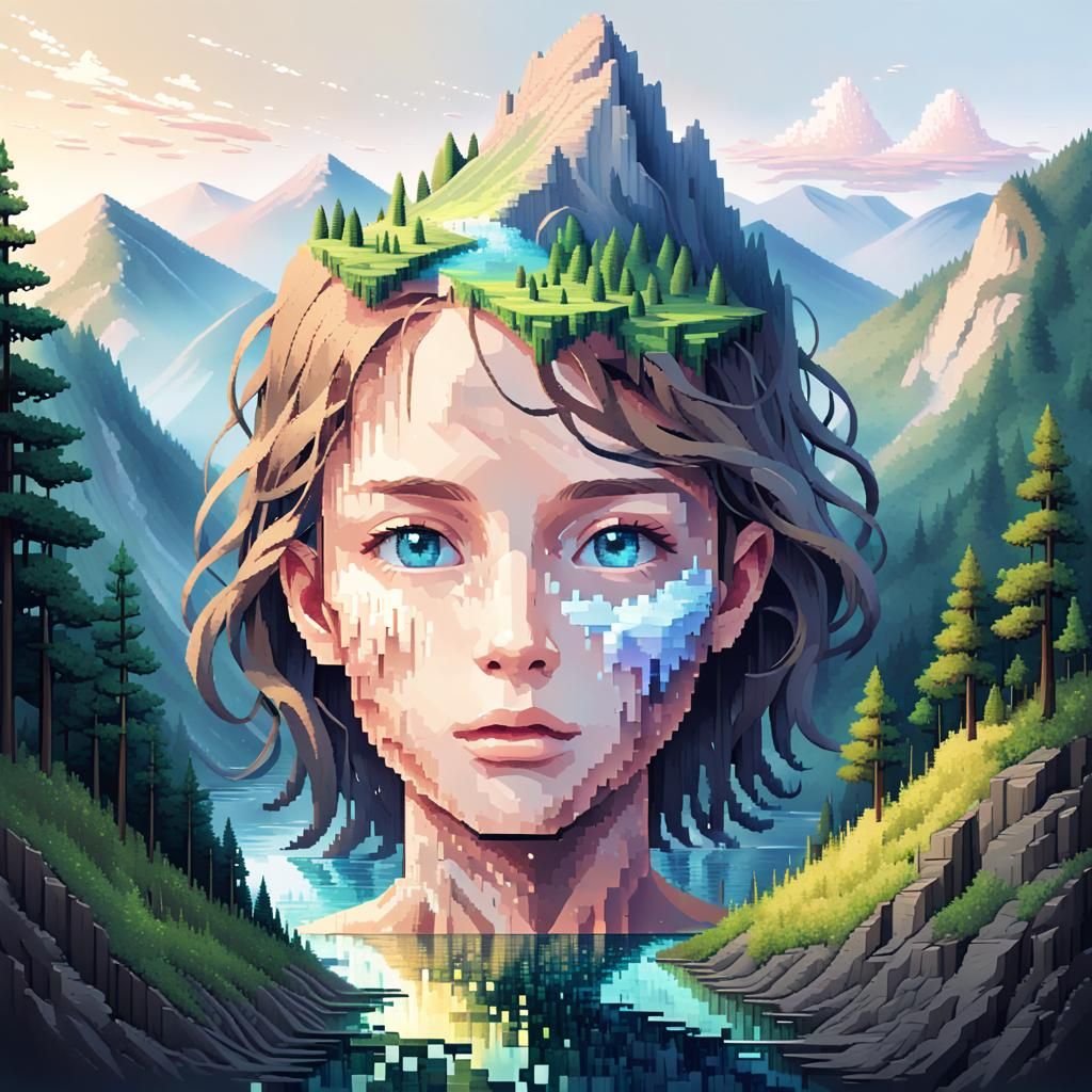 pixelated landscape