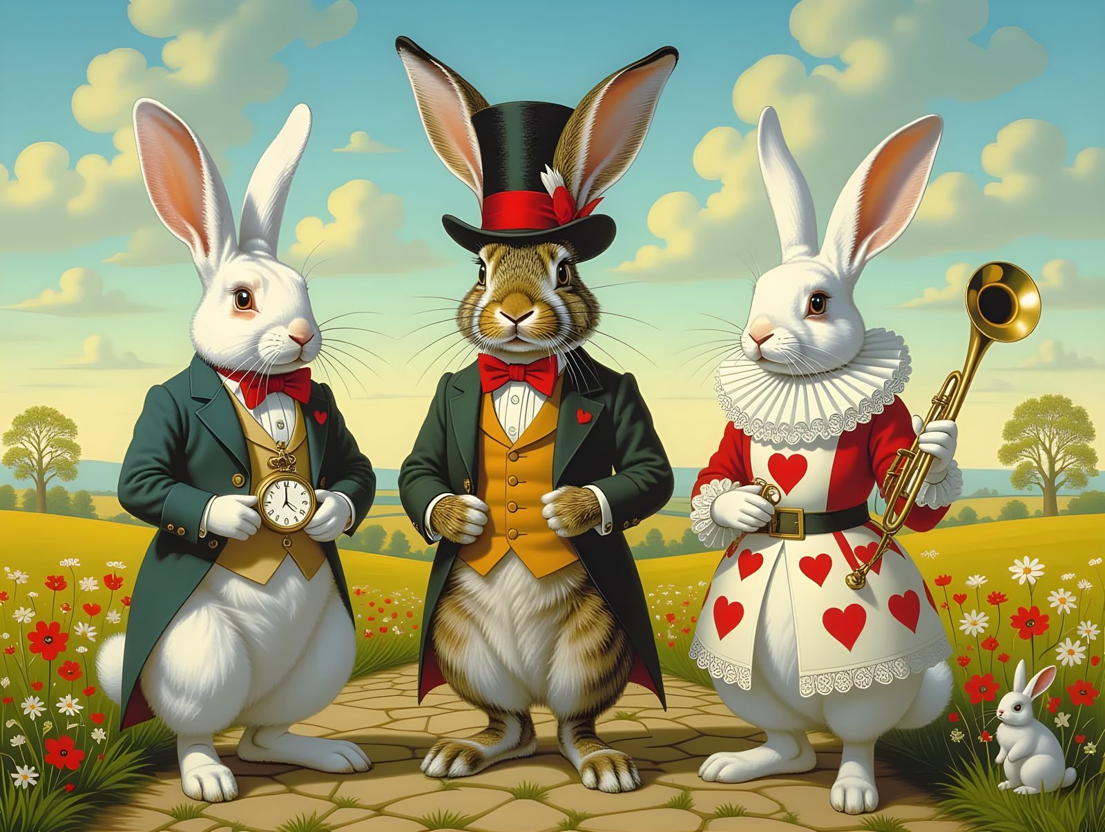  The White Rabbit, March Hare, and Herald Rabbit from Alice in Wonderland  by @Gary Murakami