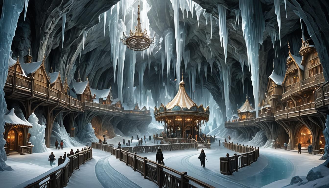 Extremely cold ice cave theme park  by @Harmanna