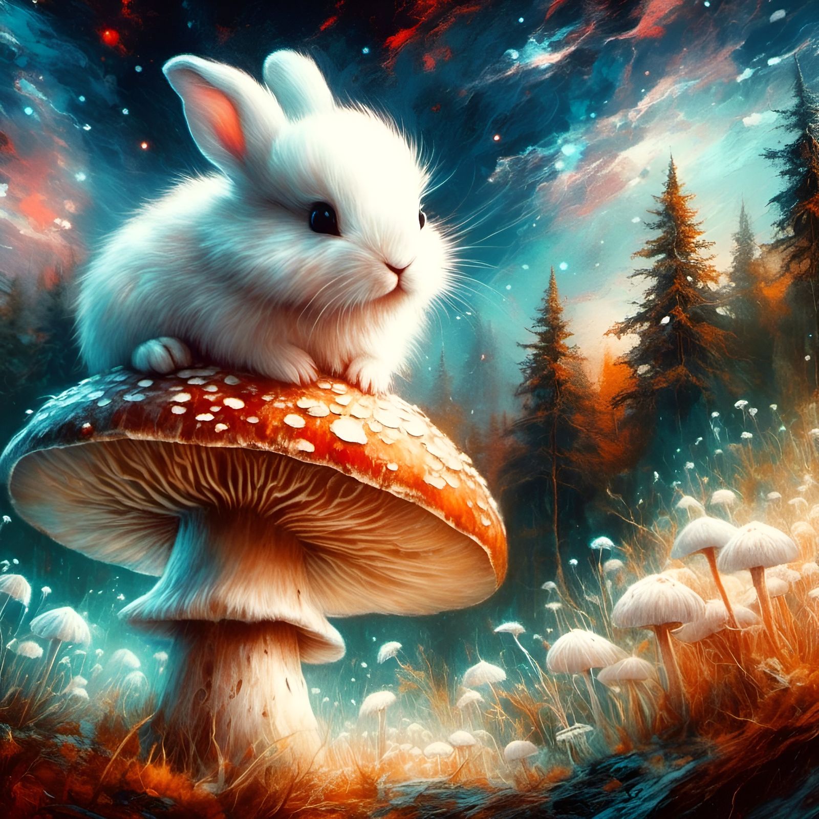 Bunny on a Mushroom