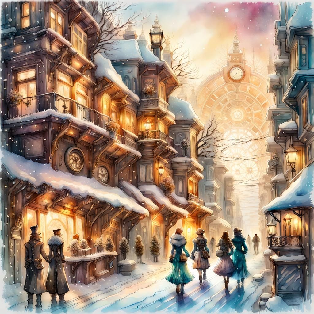 Steampunk City in Winter⏰️ 🏢 