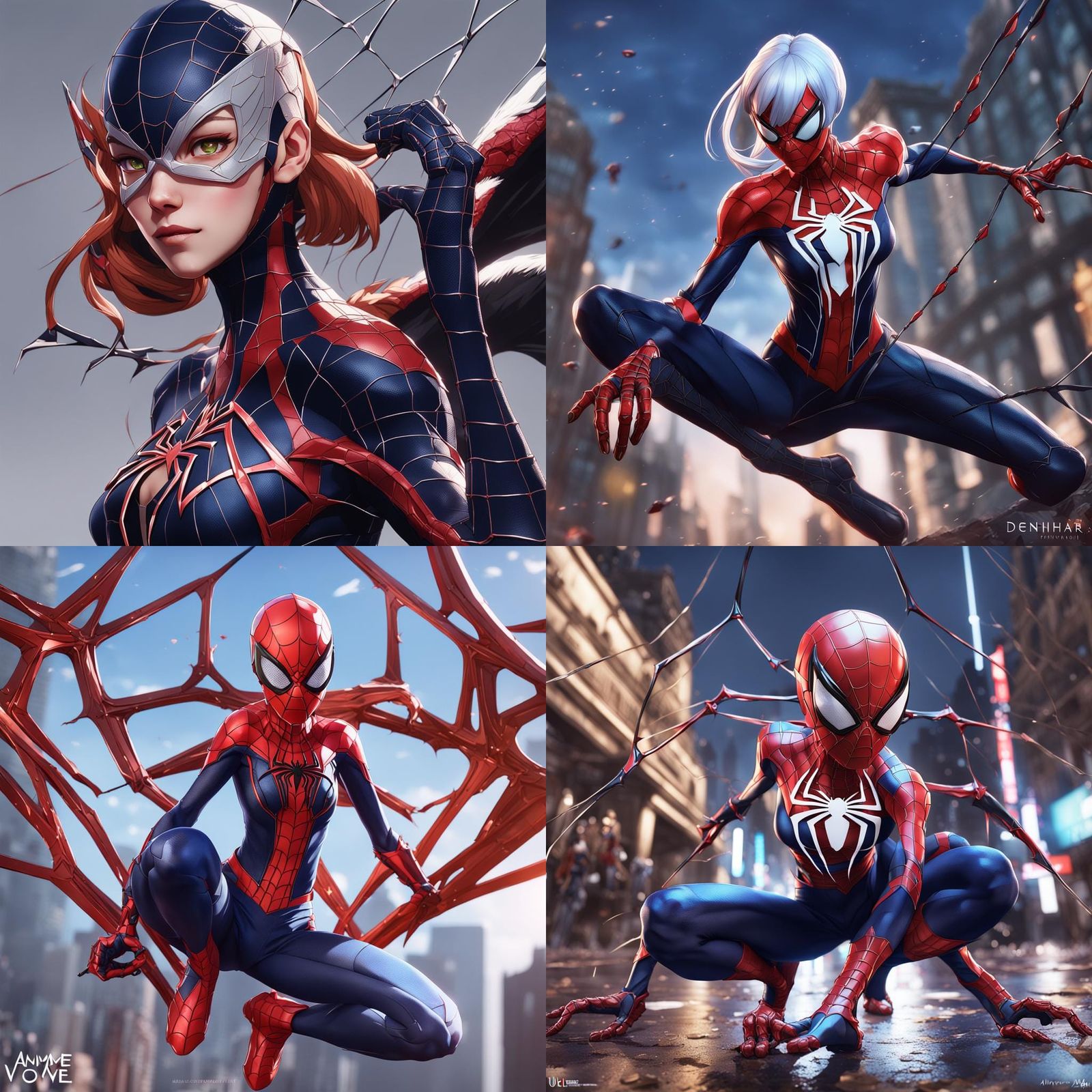 desenhar gwen aranha de frente By artist "anime", 3d anime a...