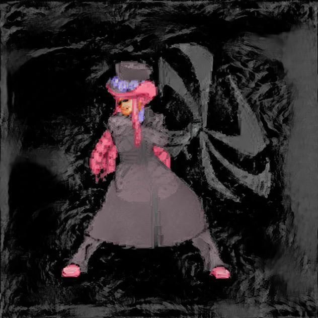 Blade-wielding pink-haired princess in a trenchcoat twirling around blades to fight off an enemy kingdom, deviantart concept art