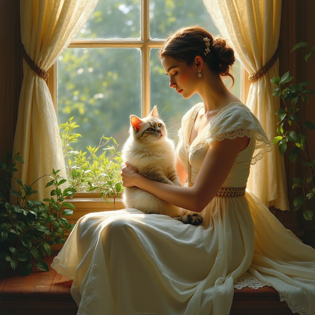 Split portrait of woman and cat