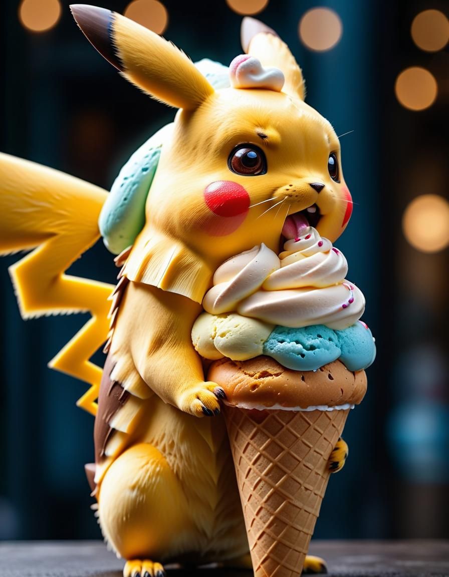 Pikachu icecream AI Generated Artwork NightCafe Creator