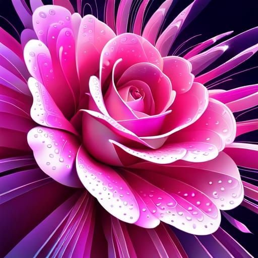 Beautiful sparkley pink rose. abstract vector fractal, wave function ...