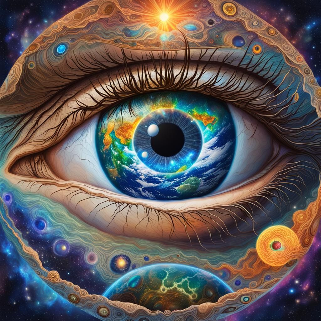Earth reflected in the eye of the creator