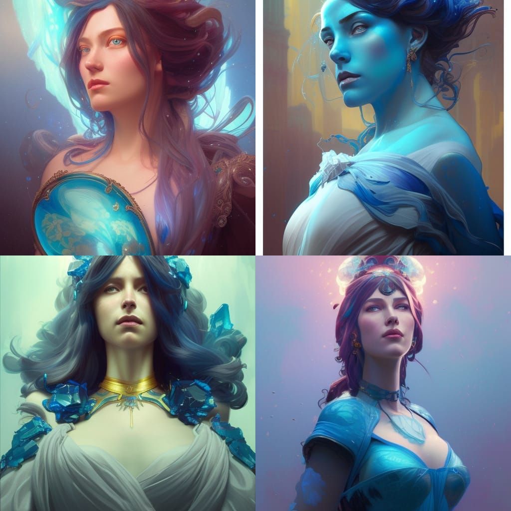 The Blue Tourmaline Baroness head and shoulders portrait, 8k...