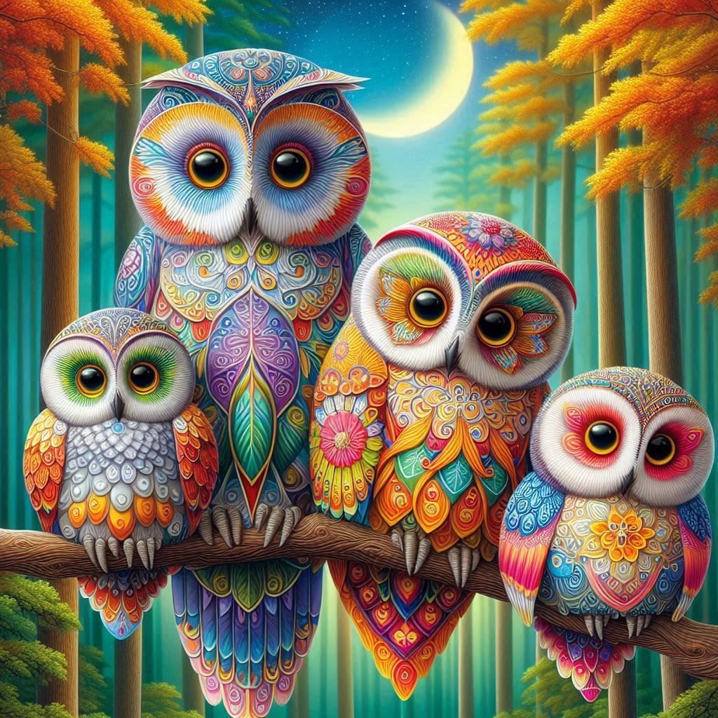 colorful owls