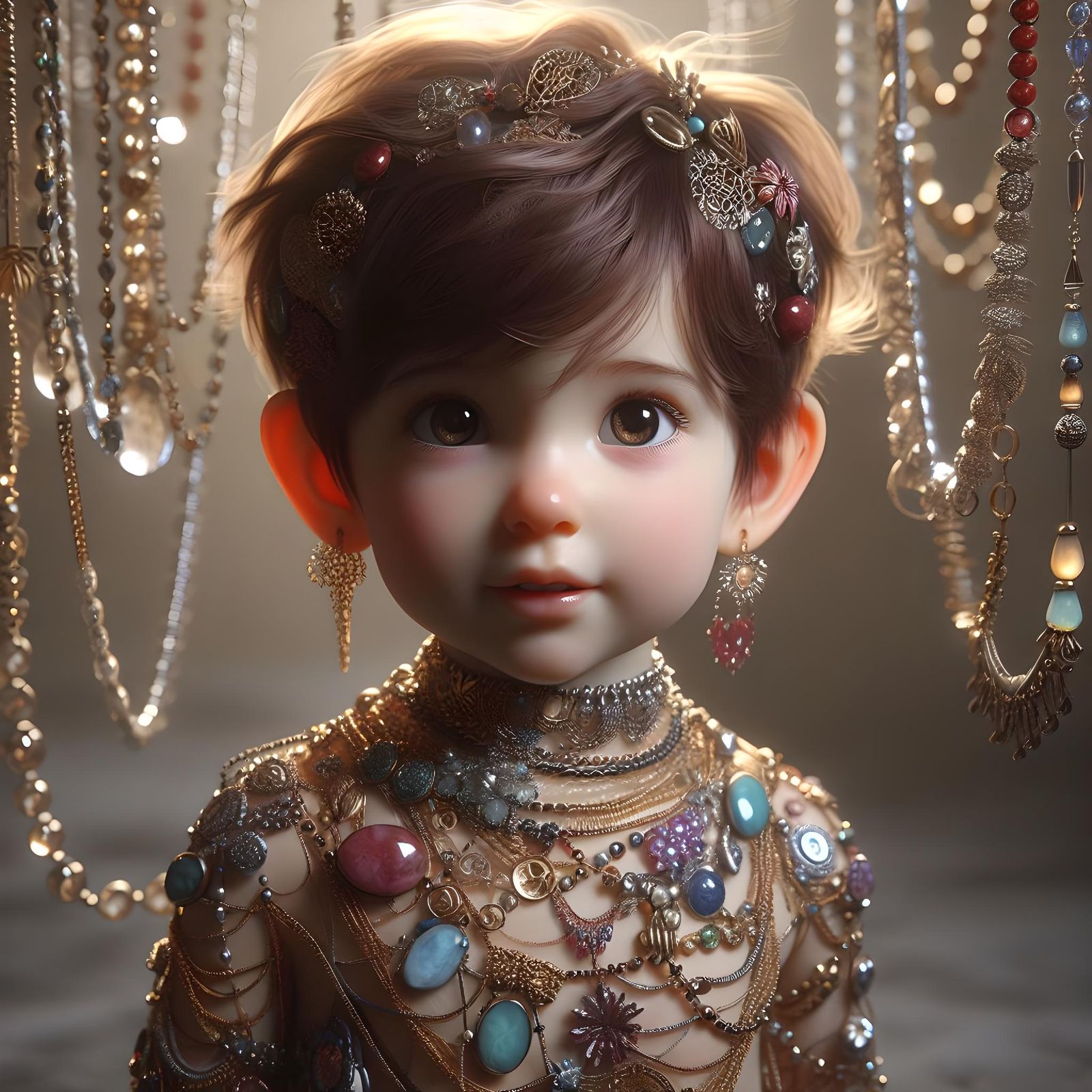 Playing with Mommy's costume jewelry