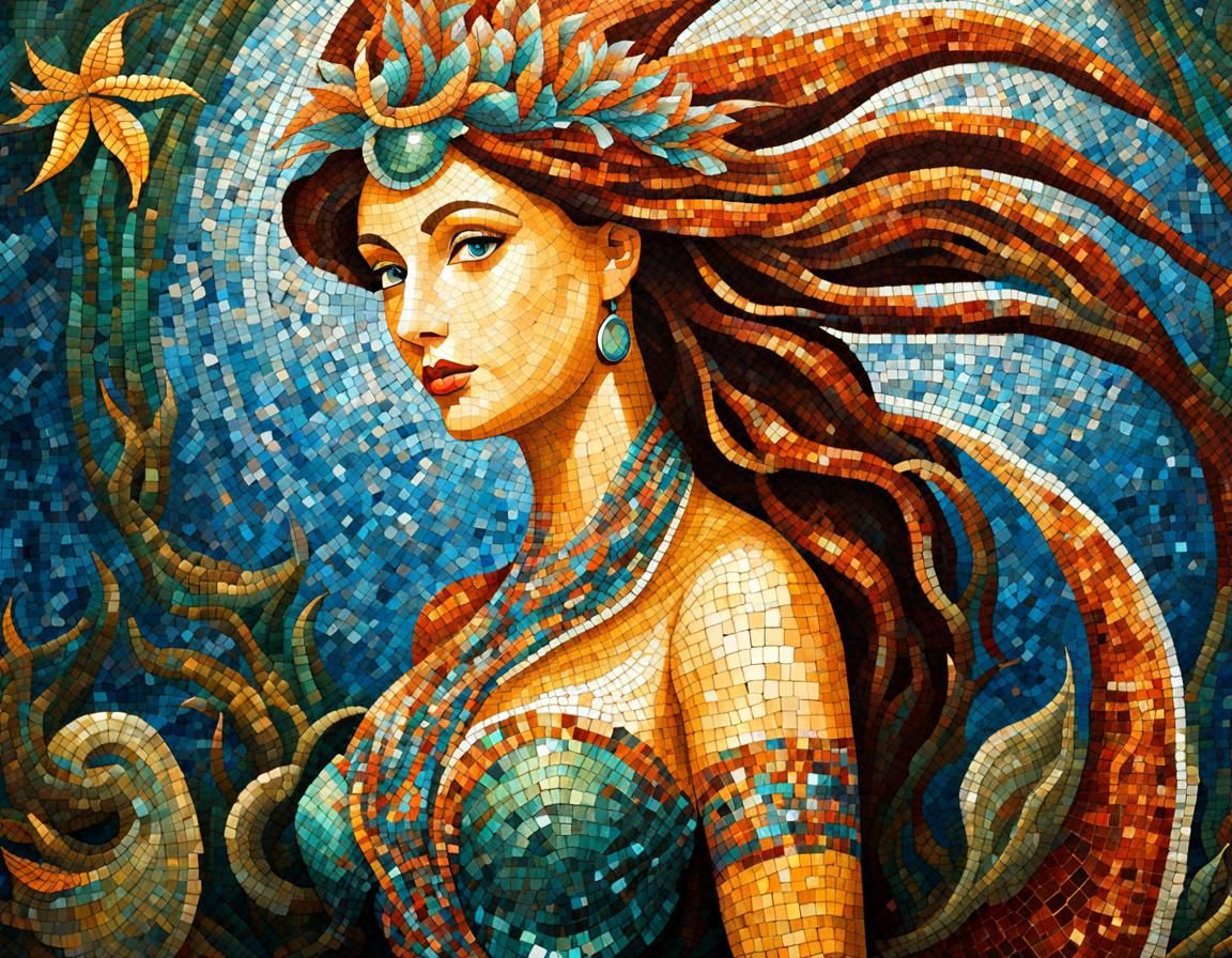 Mermaid queen mosaic  by @Zippote