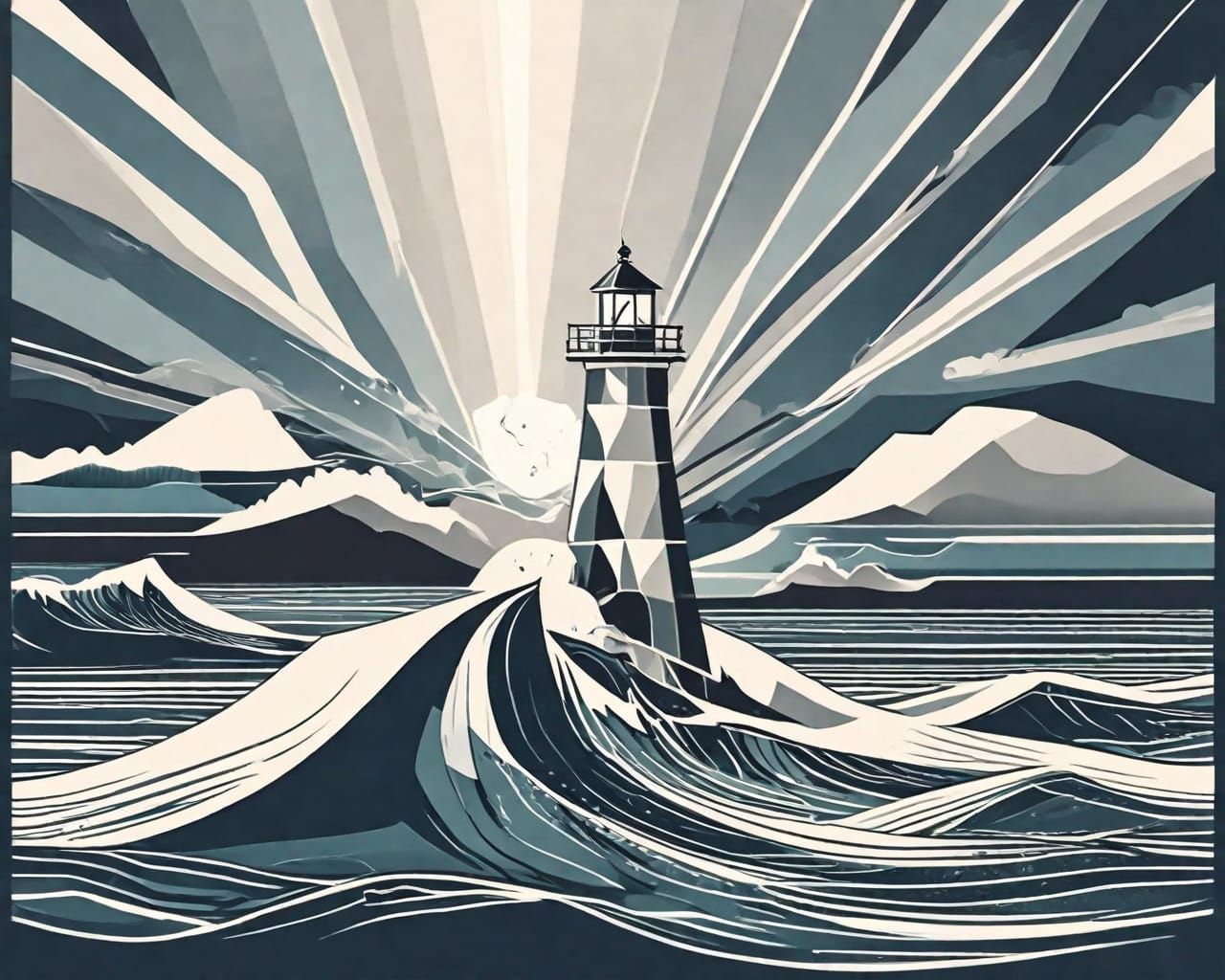 Lighthouse. Abstract scene.