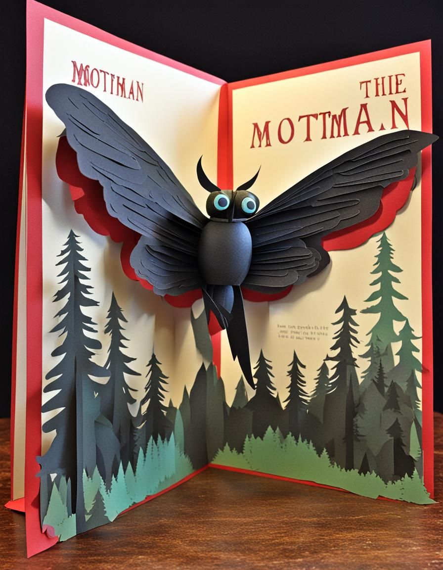 popup book about the mothman - AI Generated Artwork - NightCafe Creator