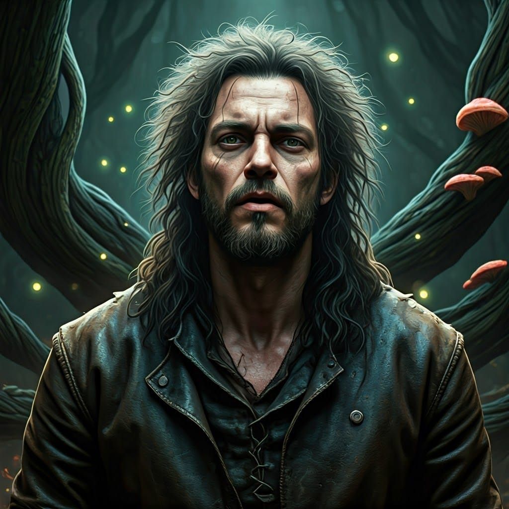 Eerie Singer in Mystical Forest, Matte Painting