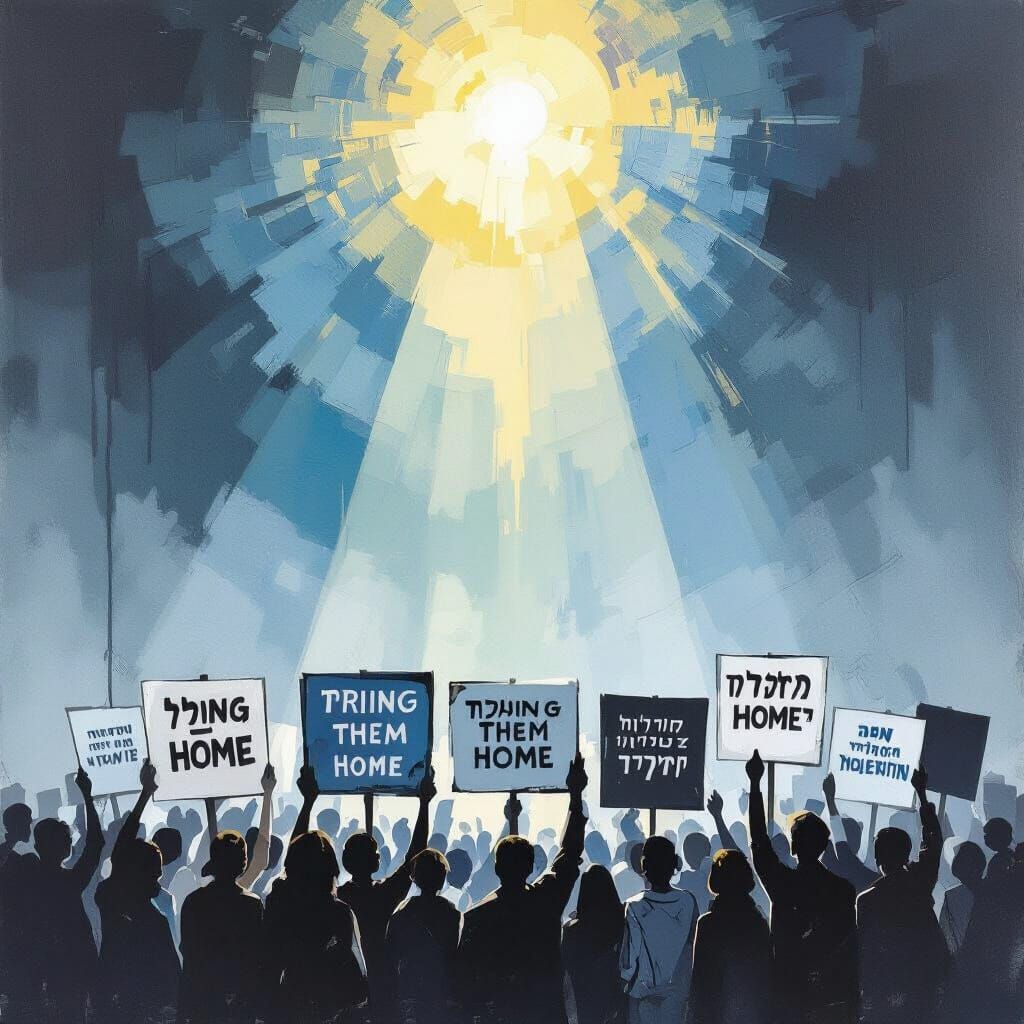 Diverse Group Demands Release With "Bring Them Home" Signs