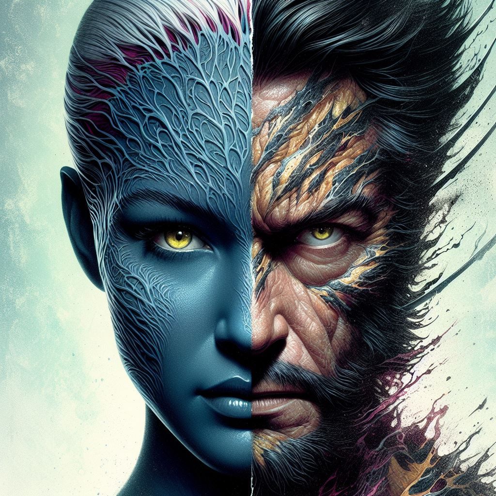 Mystique transforming portrait series