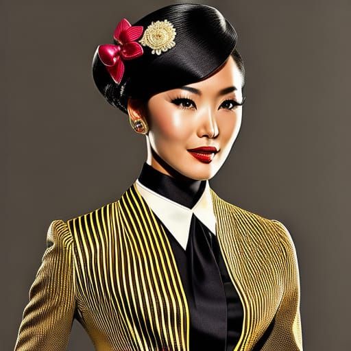 Korean Flight Attendant - Retro! - AI Generated Artwork - NightCafe Creator