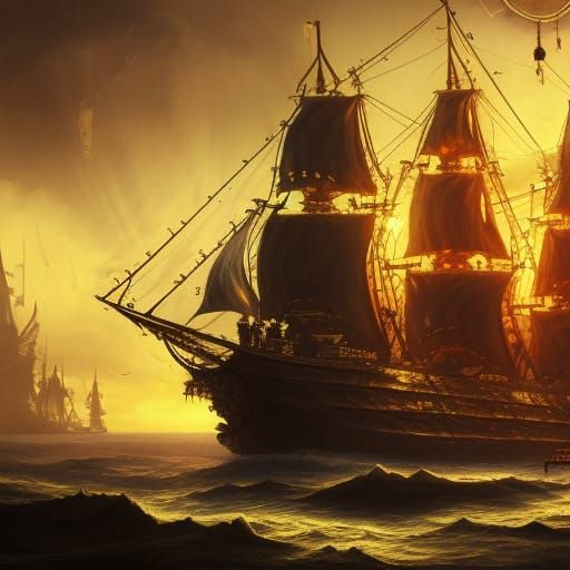 Pirate Ship at Sunset