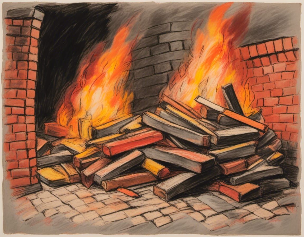 burning wood