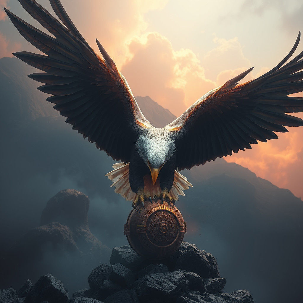 Majestic Eagle Grabbing Artifact in Fantasy Art