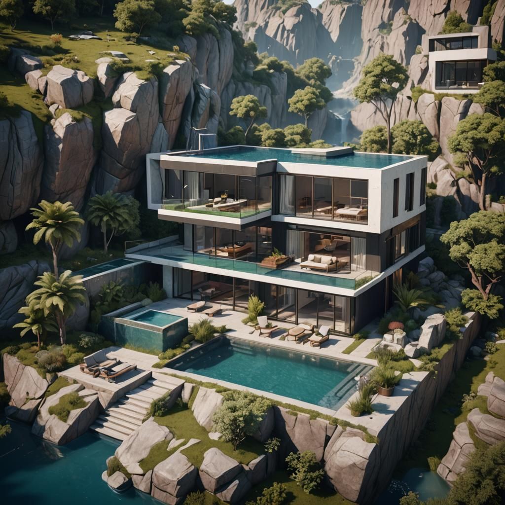 small modern house with a pool