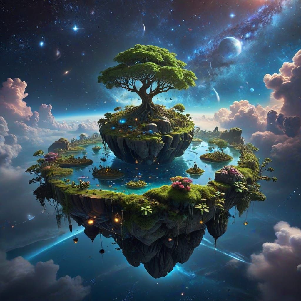 Floating Island Celestial Cosmic Ecosystem  by @Chaos_Dragon