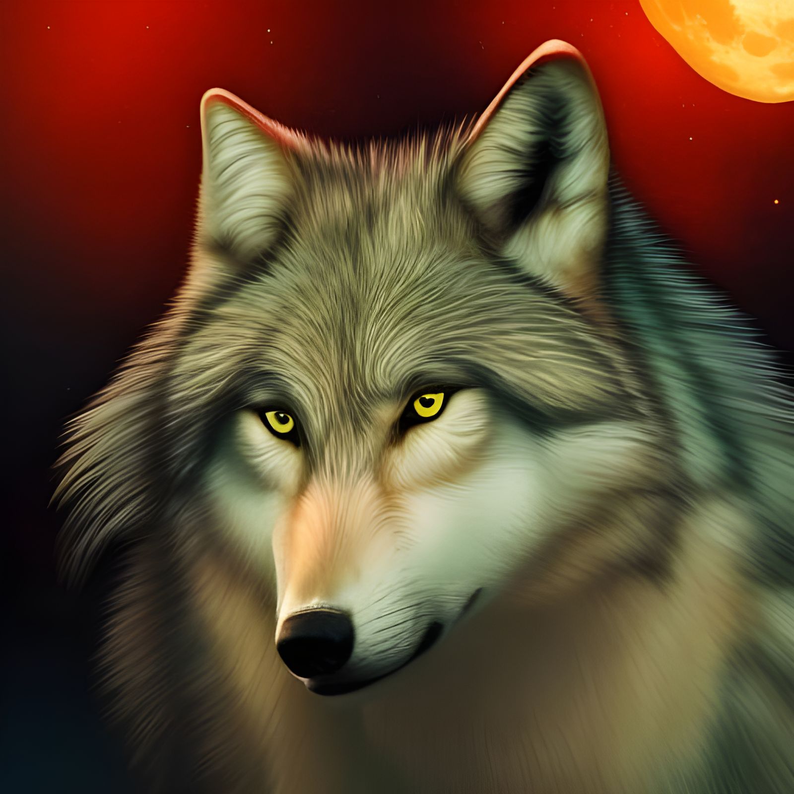 a wolf under the moon