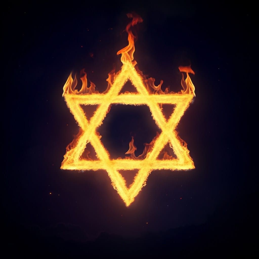 Glowing Star of David Fire Symbol in Fantasy Style