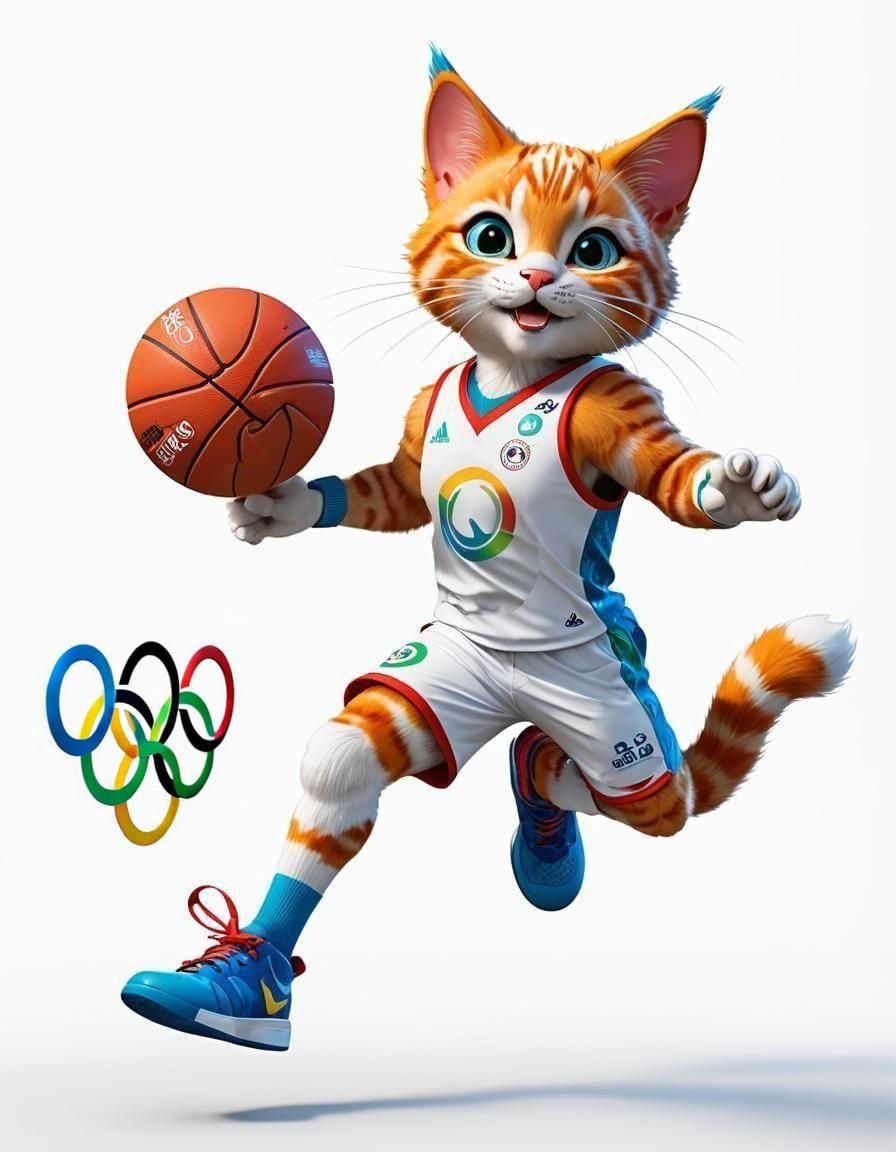  Olympic Basketball Cat  by @Lourse 