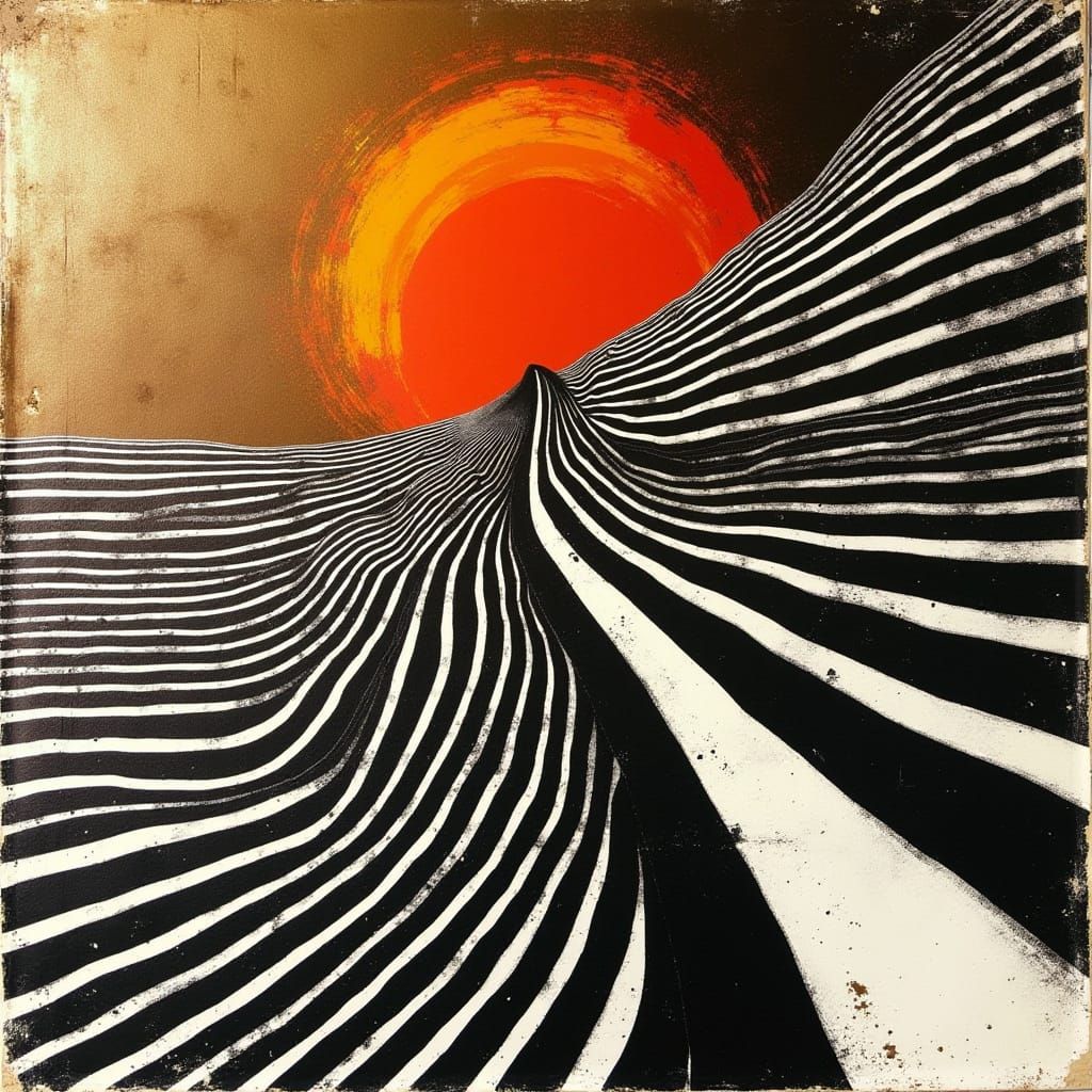 Vibrant, High-Contrast Abstract Composition in Retro Aesthet...