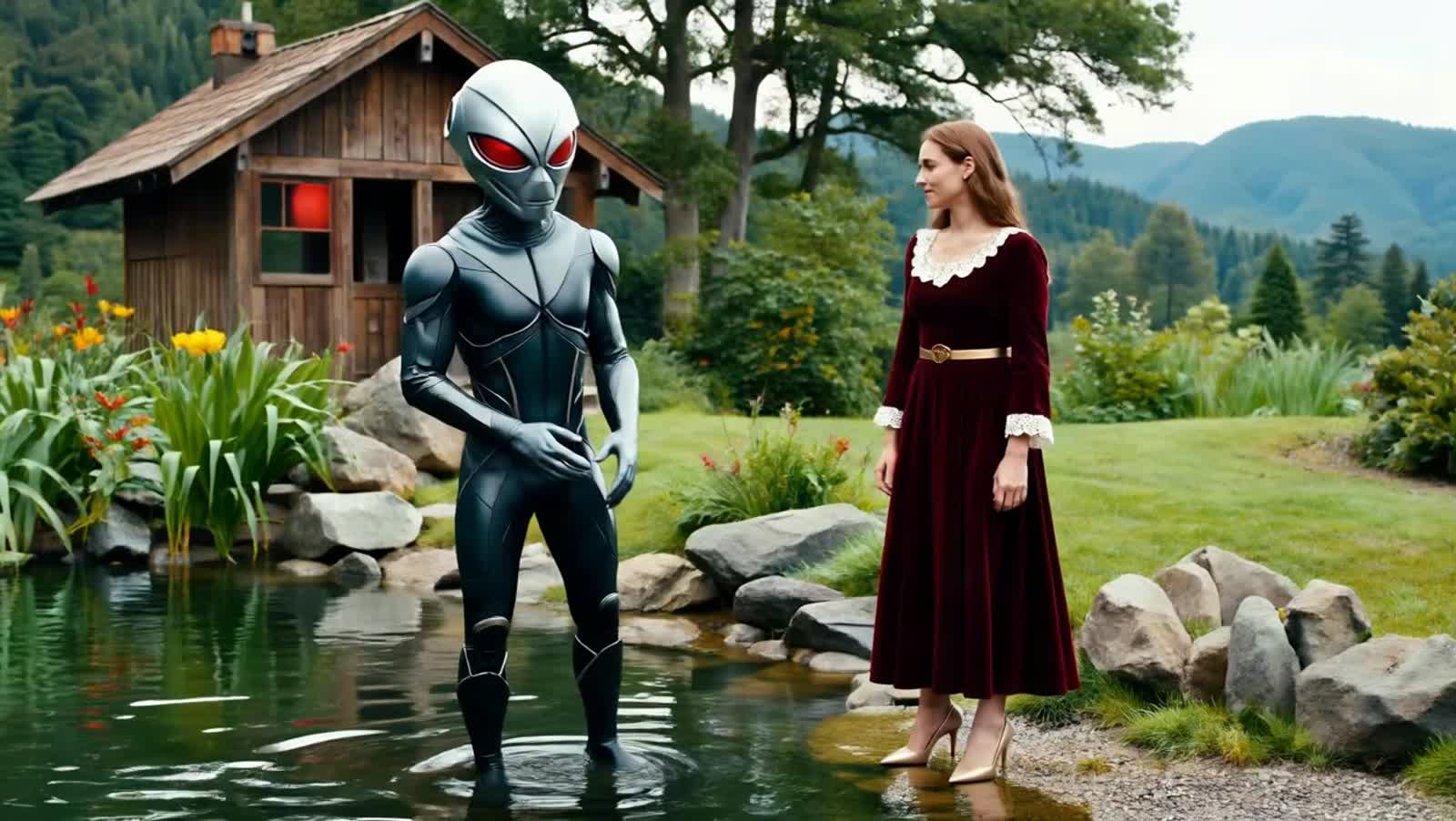 Board Aliens meet Sarah Sheahan at the Groom Mine Fish Pond.