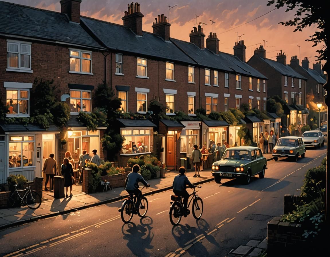 1970s English suburban  street at dusk   by @AL Blacklab
