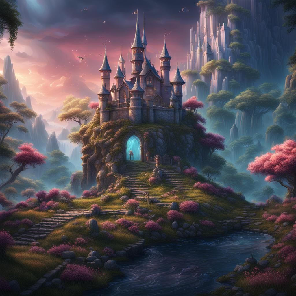 A magical fairy world detailed matte painting, deep color, fantastical ...