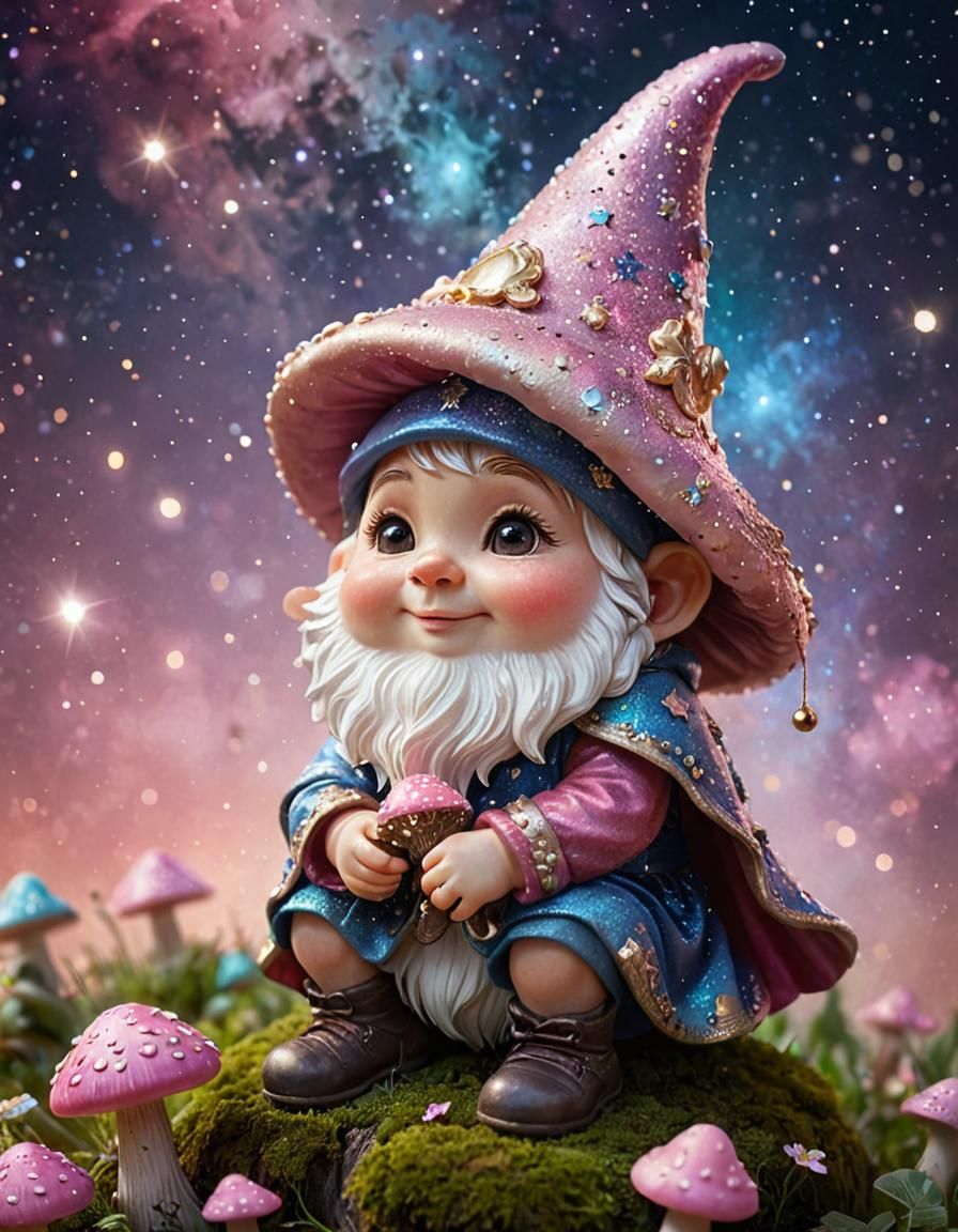 Stardust Gnome in a mushroom meadow  by @Lucy
