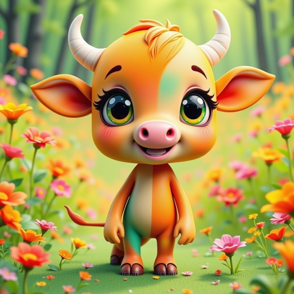 two-colors, like-chibi, big-eyes, like-doll, Colorful cows<lora:Zeste-citron chibi:1.0> 