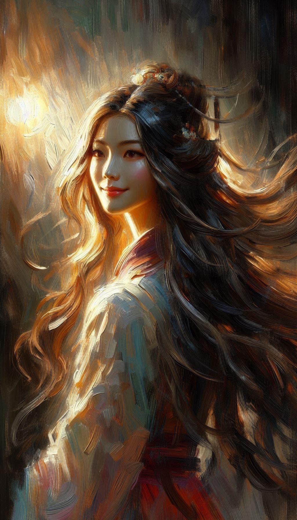 Impadto Potrait painting of a smile young woman