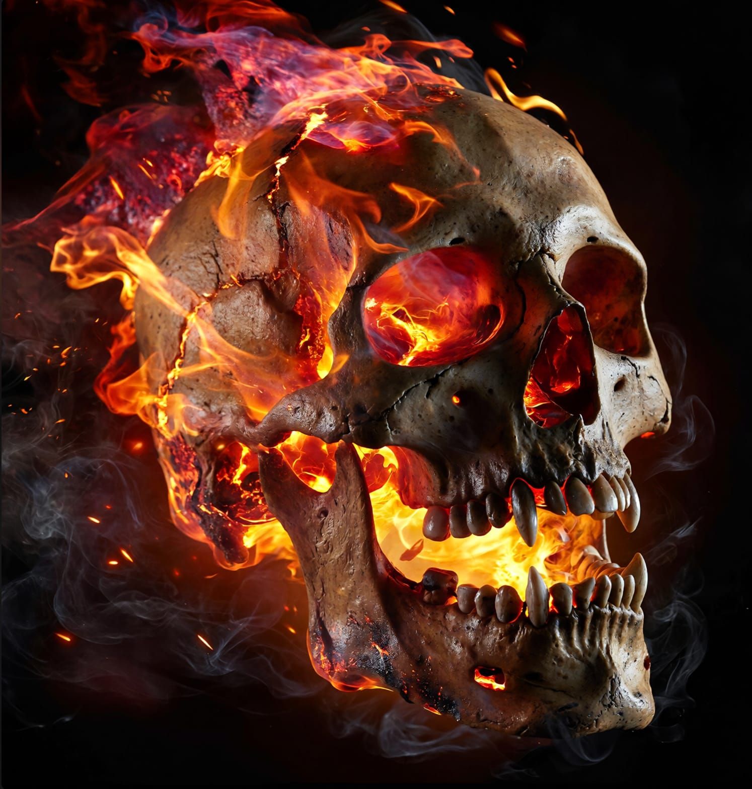 A Flaming, sparking skull