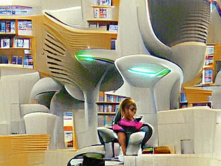 Futuristic Girl Reading