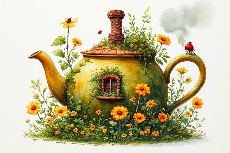 🏡🌸 Whimsical Teapot Cottage.