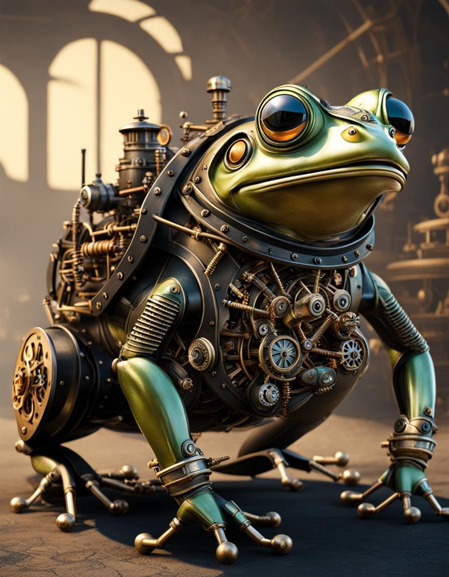 a frog steampunk