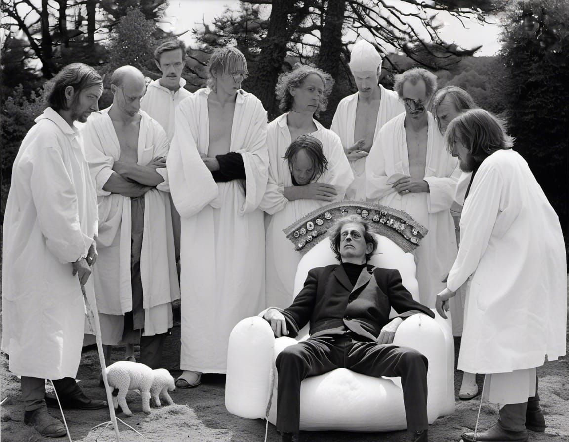 Surreal Landscape with Shepherds and Lions