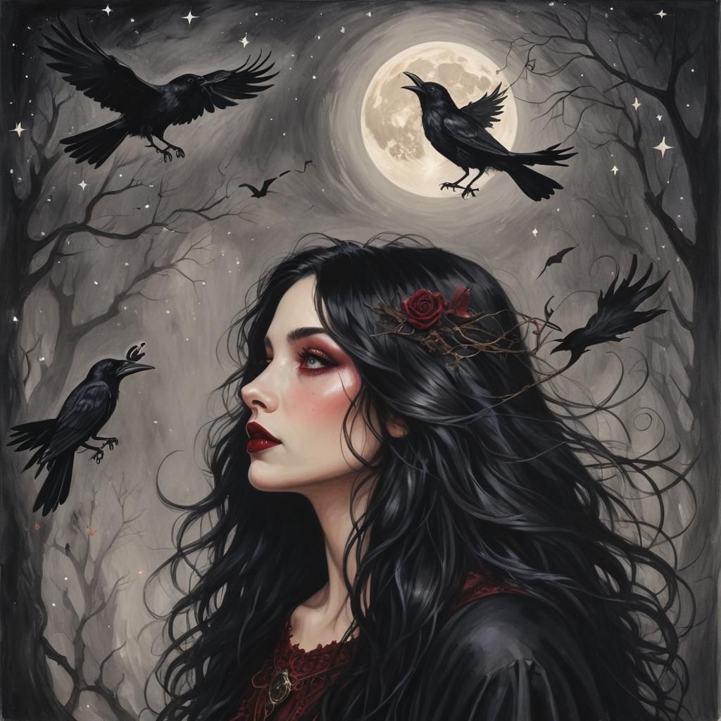 Raven Hair And Ruby Lips Sparks Fly From Her Fingertips Echoed Voices 