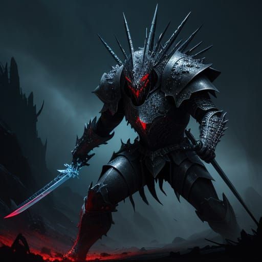 Sci-Fi Concept Art of Creature Attacking Knight
